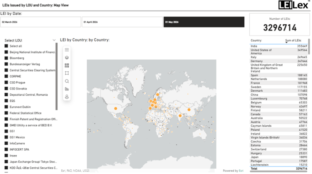 2026 May Leis Issued By LOU And Country Map View