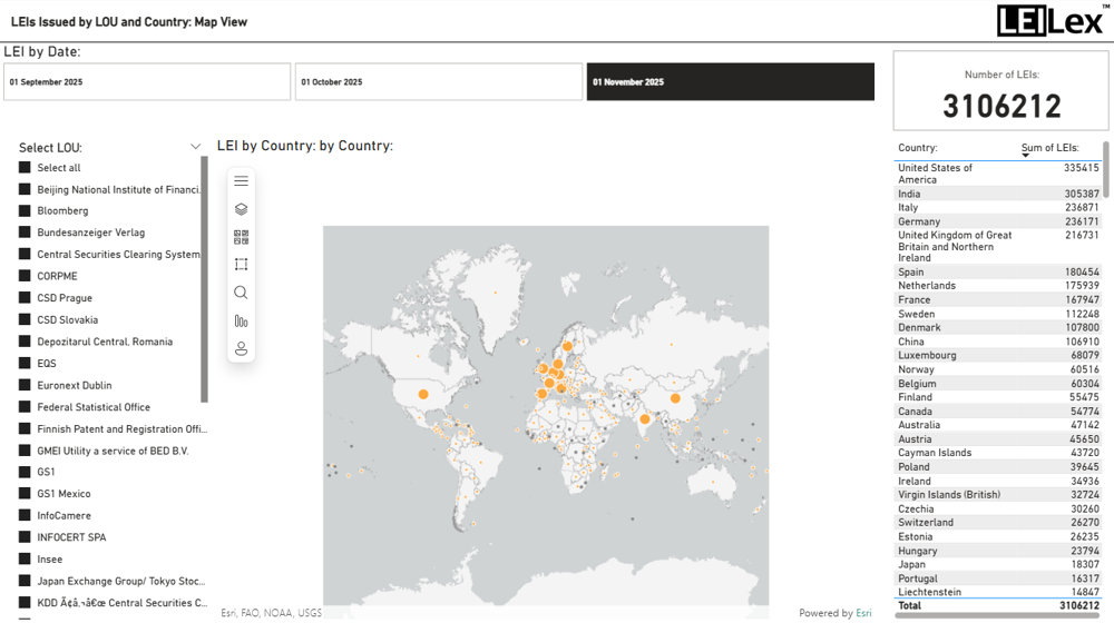 NOV Leis Issued By LOU And Country Map View