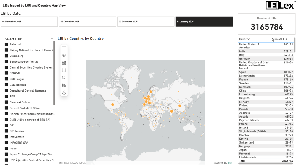 26 Jan Leis Issued By LOU And Country Map View