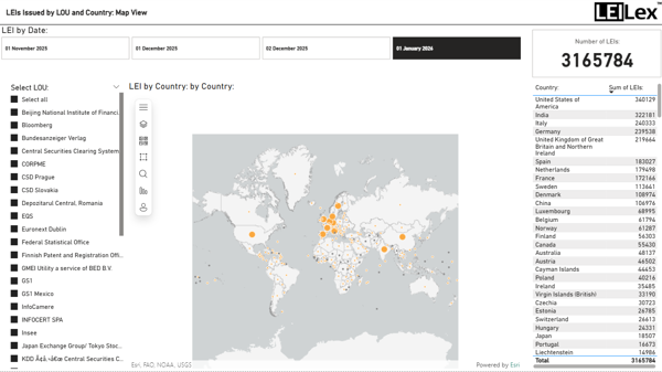 26 Jan Leis Issued By LOU And Country Map View