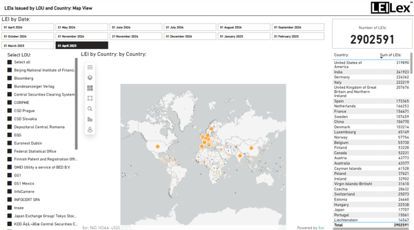 APRIL 25 Leis Issued By LOU And Country Map View