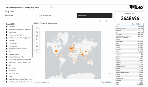 26 Oct Leis Issued By LOU And Country Map View